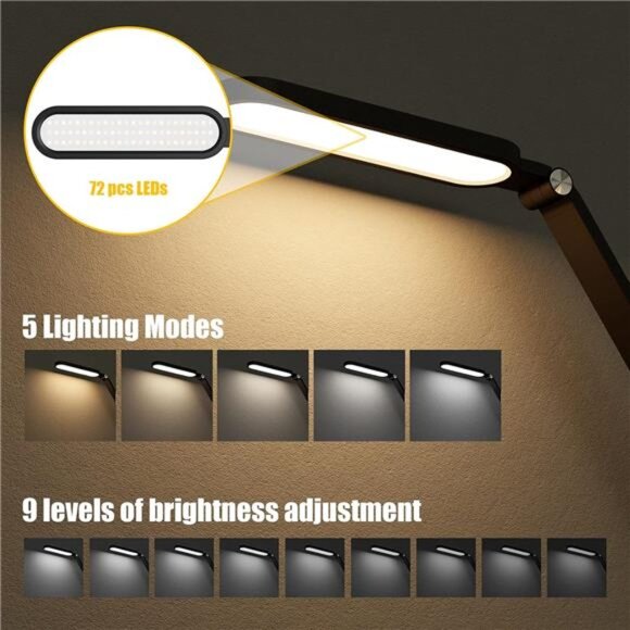 LED Desk Lamp,Eye-Caring Table Lamps Natural Light Protects Eyes Dimmable Office - Picture 2 of 7